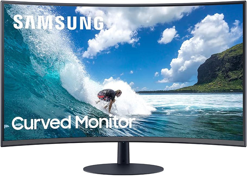 For Parts: SAMSUNG T550 Series 27" FHD 1080p 75Hz Curved Monitor Black - CRACKED SCREEN