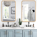 FUWU HOME WOOD BATHROOM MIRROR FOR WALL 26" X 40" FARMHOUSE 115105N - NATURAL - Like New