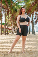 ATTRACO WOMEN'S SWIM SHORTS WITH POCKETS PLUS SIZE BOTTOMS BLACK SIZE 2XL - Brand New