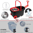 B0BXKGP61L Spin Mop and Bucket with Wringer Set on Wheels, Black/Red - Brand New