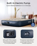 iDOO Queen Size Air Mattress Inflatable Airbed Built-in Pump 80x60x13in - Black - Like New