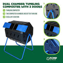 FCMP Outdoor IM4000-DD Dual Chamber Tumbling Composter Double Doors - Blue - Brand New