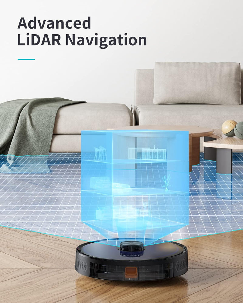 Ecozy LD200B Robot Vacuum and Mop Cleaner with LiDAR Navigation - Blue Like New