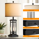ROTTOGOON 27.5” Tall Farmhouse Table Lamp C + USB A Charge Ports - Black - Like New