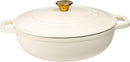 LEXI HOME ENAMELED 5 QT CAST IRON DUTCH OVEN BRAISER - CREAM - Like New