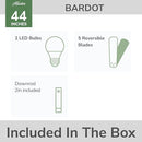 HUNTER BARDOT CEILING FAN MODERN 5 BLADES 44 INCH FRESH WHITE - WHITE - Like New