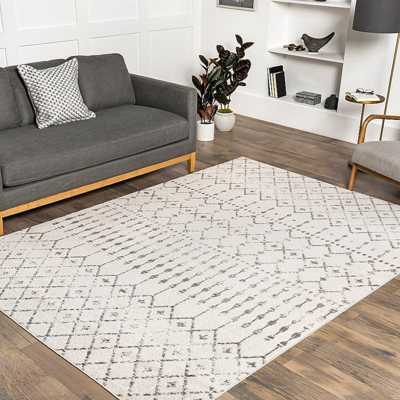 NULOOM BLYTHE 8 X 8 POLYPROPYLENE GEOMETRIC MOROCCAN AREA RUG - GRAY - Brand New