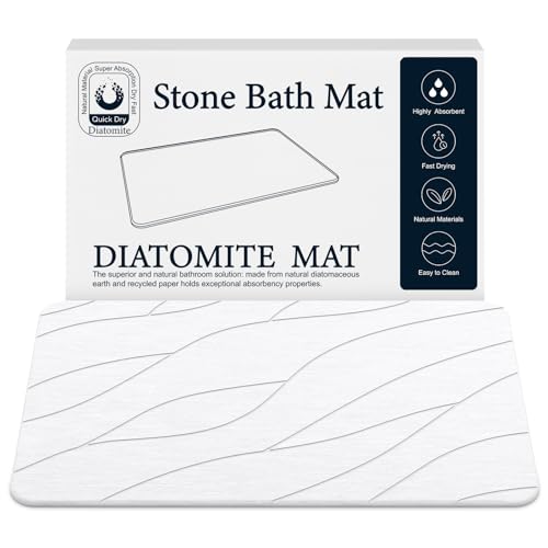 CLOSEFRIEND DIATOMACEOUS EARTH STONE BATH MAT SUPER ABSORBENT - WHITE - Brand New