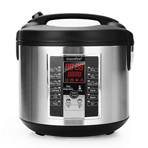 COMFEE' Rice Cooker Slow Steamer Stewpot Sauté (5.2Qt ) MB-M25 - Silver/Black - Like New