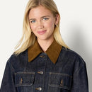 AMAZON ESSENTIALS WOMENS OVERSIZED CROPPED JACKET CONTRAST CORDUROY - SIZE S - Brand New