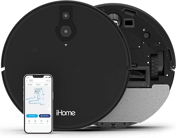 iHome AutoVac Eclipse Robot Vacuum & Mop Combo - Alexa Compatible - BLACK Like New