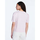 FREE ASSEMBLY PLUS CREWNECK TEE PUFF SLEEVES SIZE M - ELOUISE STRIPE ROSE BLUSH - Brand New