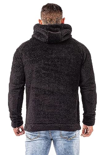 GINGTTO MENS SHERPA HOODIE SWEATER - SIZE: MEN XL - BLACK - Like New