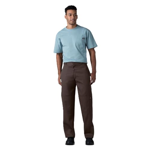 DICKIES MEN'S LOOSE FIT DOUBLE KNEE WORK PANTS SIZE 34X32 DARK BROWN - Brand New