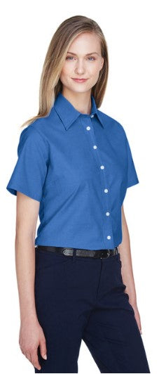 M600SW Harriton Ladies' Short-Sleeve Oxford with Stain-Release New