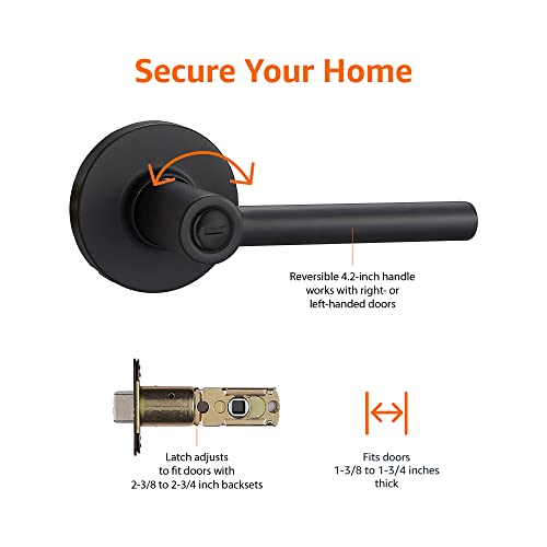 AMAZON BASICS CONTEMPORARY MADISON DOOR LEVER PRIVACY 1-PACK MATTE BLACK - Like New