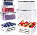 Fresher 5 PCS Large Fruit Containers for Fridge- Leakproof - Transparent/Black - Like New
