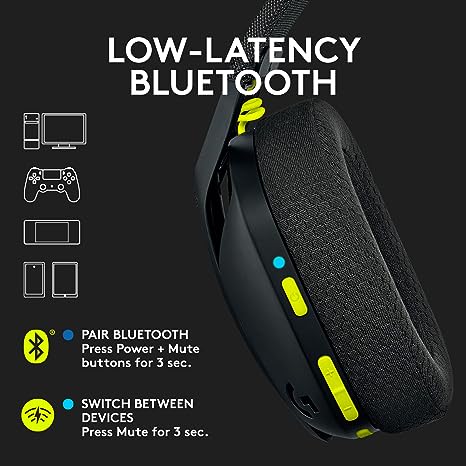 Logitech G435 LIGHTSPEED Wireless Bluetooth Gaming Headset 981-001049 - Black - Like New