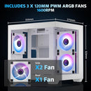 DARKFLASH ITX PC CASE PRE-INSTALL 3 PWM ARGB FANS COMPUTER CASE - WHITE - Brand New