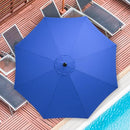 Outdoor Patio Umbrella with Push Button Tilt/Crank, Water 3A88LGBRLA9BLUV2-BLUE - Like New