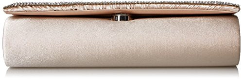 JESSICA MCCLINTOCK CHLOE SATIN PLEATED RHINESTONE CLUTCH PURSE 4"X8"X2 CHAMPAGNE - Brand New