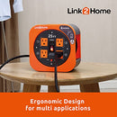 LINK2HOME CORD REEL 25 FT. EXTENSION CORD 4 POWER OUTLETS EMR210-25UL - ORANGE - Like New