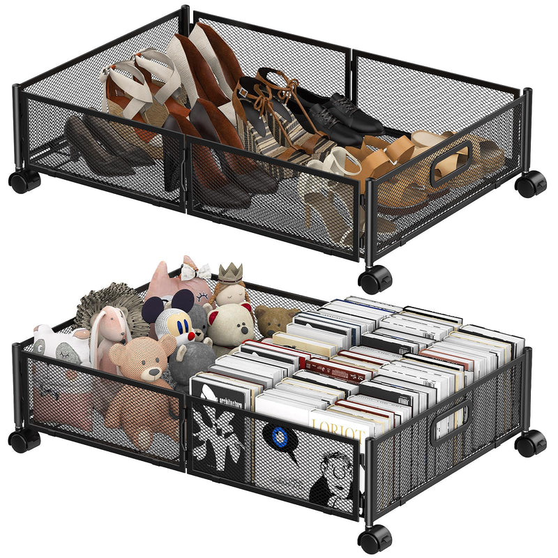 Joibabe Under Bed Storage Containers 2 Pack Foldable Underbed Storage - Black - Like New