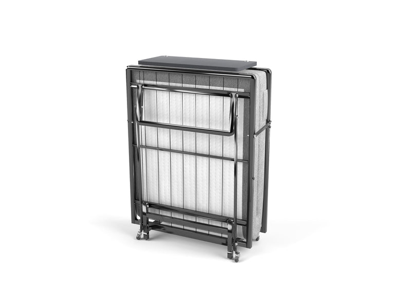 75" x 31" Folding Bed withMemory Foam Mattress Fabric Storage Pockets - Black - Like New