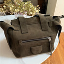 ALLSAINTS PEREZ SUEDE TOTE BAG - OLIVE GREEN - Like New