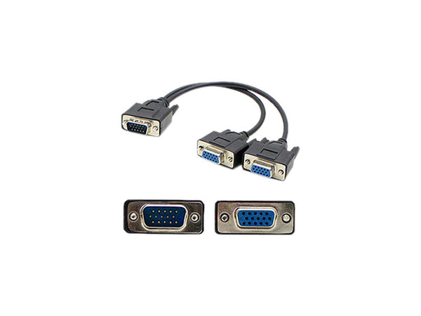 VGA Male to 2xVGA Female Black Adapter For Resolution Up to 1920x1200 (WUXGA)