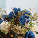 MOOMASS LIFELIKE ARTIFICIAL ROSE BOUQUETS AND CERAMIC VASES - NAVY BLUE - Like New