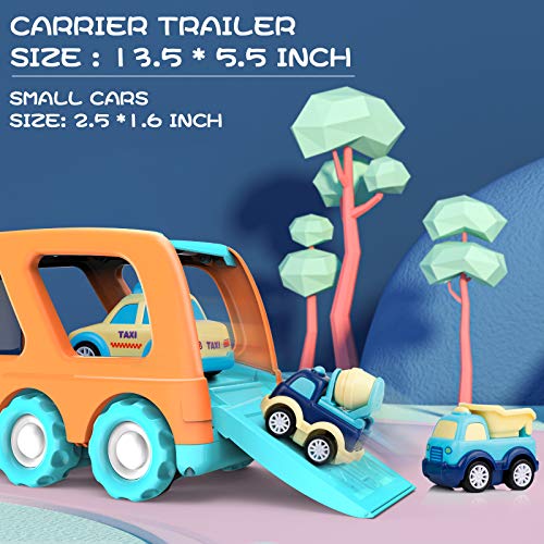 FORTY4 9 PACK CARS TOYS BIG TRANSPORT TRUCK CARRIER TRUCK SOUND LIGHT - BLUE - Like New