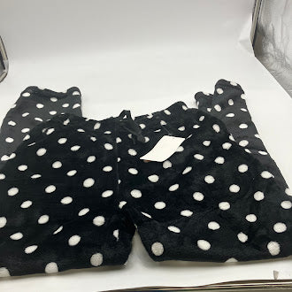 FASHION EXTRA SOFT FLEECE PAJAMAS PANTS SIZE: WOMEN L/XL - BLACK/WHITEPOLKADOTS - Brand New