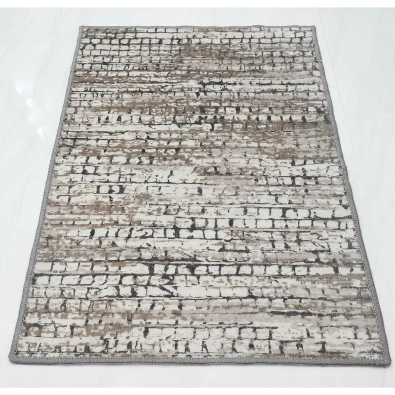 BIBB HOME WASHABLE FLANNEL PRINTED AREA RUG WITH LATEX BACK 4X6FT - URBAN TIMBER - Like New