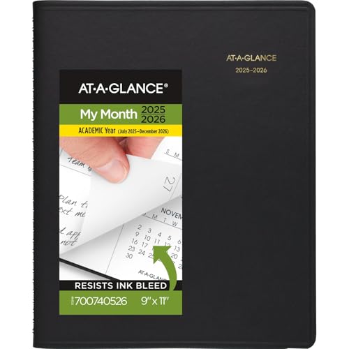 AT-A-GLANCE PLANNER 2025-2026 ACADEMIC MONTHLY 9" X 11" LARGE FLEXIBLE COVER - Brand New