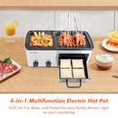 WOOD-IT NEWEST 4 IN 1 HOT POT ELECTRIC WITH GRILL AND FRYING BASKET - SILVER - Like New