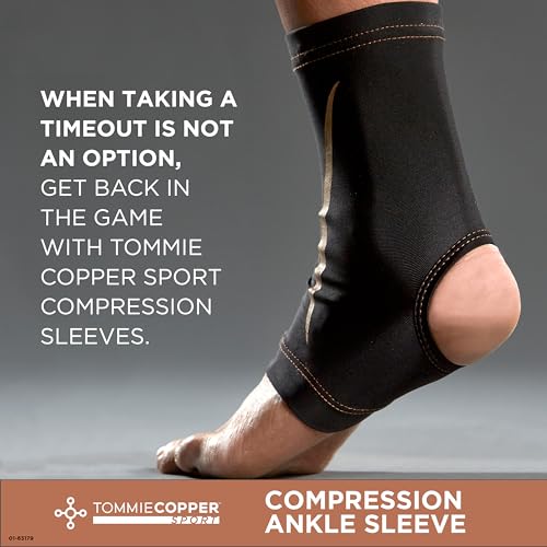 Tommie Copper Ankle Compression Sleeve L/XL, 4D Stretch & Non-Slip, Black - Like New