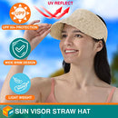 SUN CUBE WOMEN SUN VISOR HAT STRAW BEACH HAT WIDE BRIM UV BEIGE - ONE SIZE - Like New