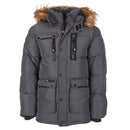 Canada Weather Gear Men's Fur Hooded Puffer Jacket - SIZE LARGE - CHARCOAL - Brand New