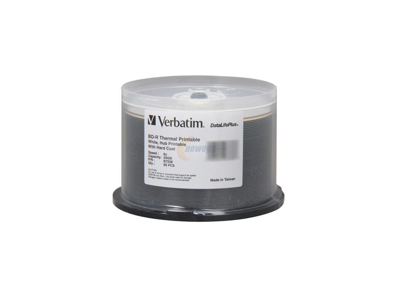 Verbatim 25GB 6X BD-R Thermal Printable 50 Packs Spindle Disc Model 97338