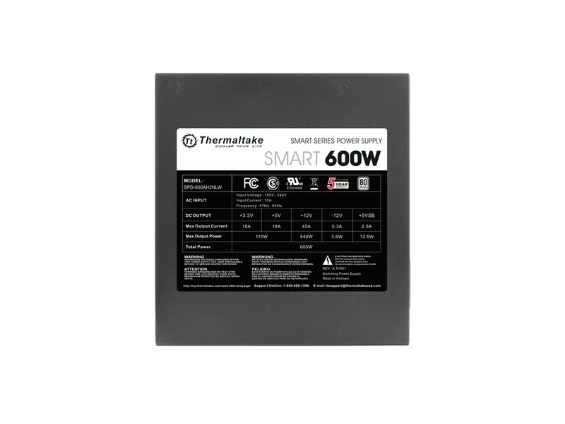 Thermaltake SMART 600W ATX 12V V2.3/EPS 12V 80 Plus Certified Active PFC
