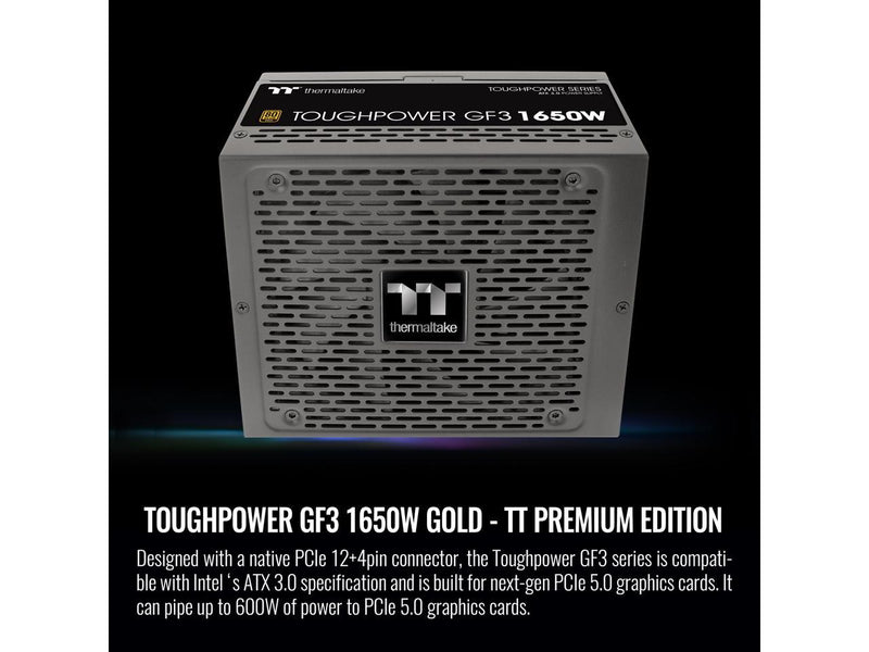 Thermaltake Toughpower GF3 1650W, ATX 3.0 Standard, PCIe Gen.5 600W 12VHPWR