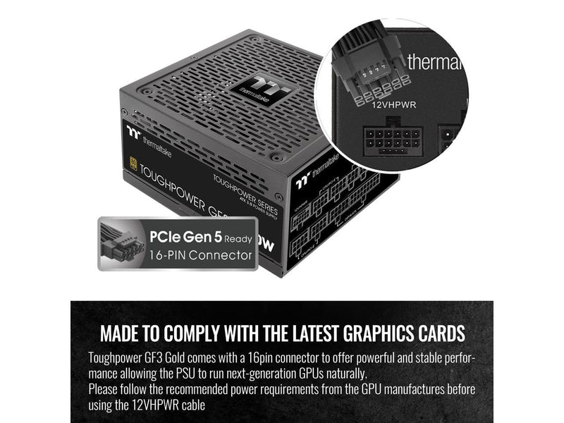 Thermaltake Toughpower GF3 1200W, ATX 3.0 Standard, PCIe Gen.5 600W 12VHPWR