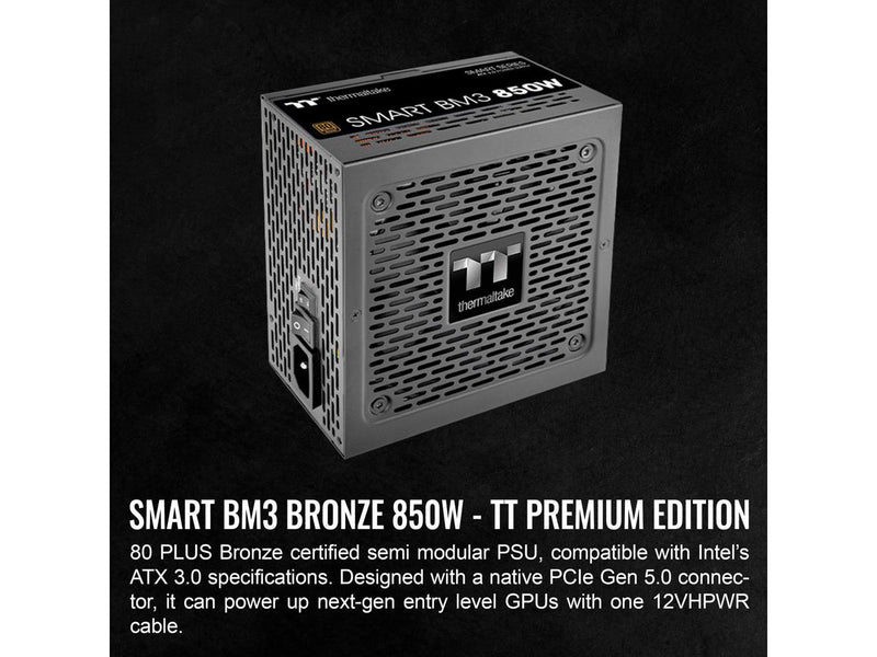 Thermaltake Smart BM3 850W 80Plus Bronze ATX 3.0 & PCIE 5.0 Ready Semi-Modular