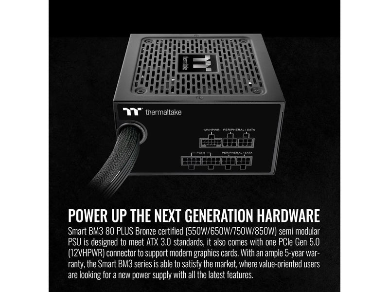 Thermaltake Smart BM3 850W 80Plus Bronze ATX 3.0 & PCIE 5.0 Ready Semi-Modular