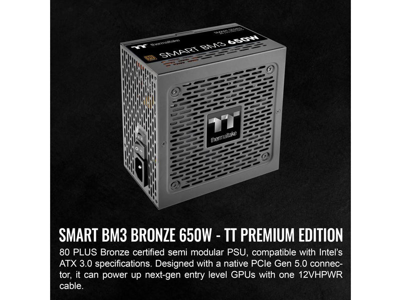 Thermaltake Smart BM3 650W 80Plus Bronze ATX 3.0 & PCIE 5.0 Ready Semi-Modular