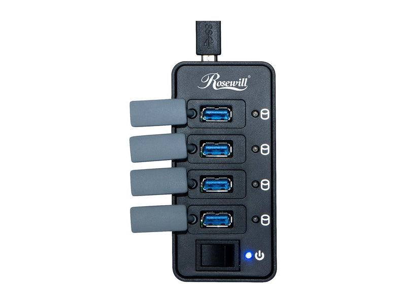 Rosewill USB Hub with 4 Port USB 3.0 USB Data Hub with Anti-Dust Rubber