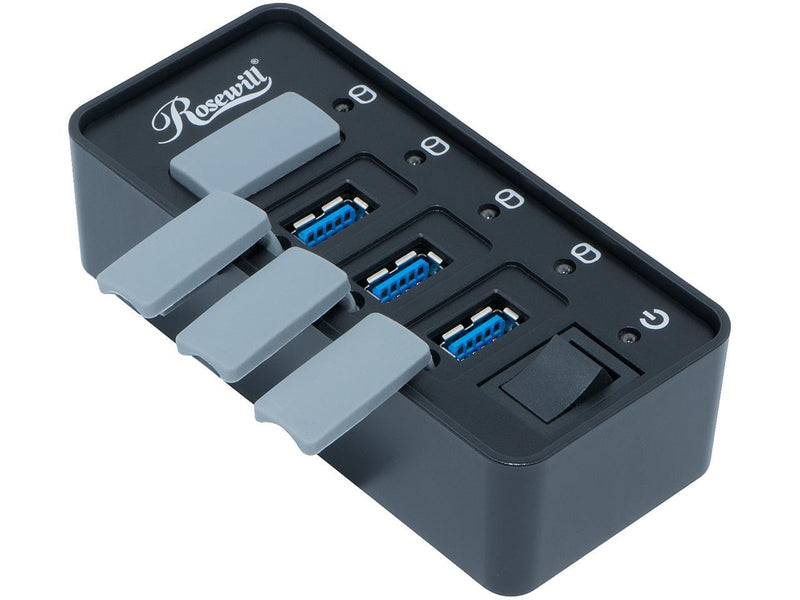 Rosewill USB Hub with 4 Port USB 3.0 USB Data Hub with Anti-Dust Rubber