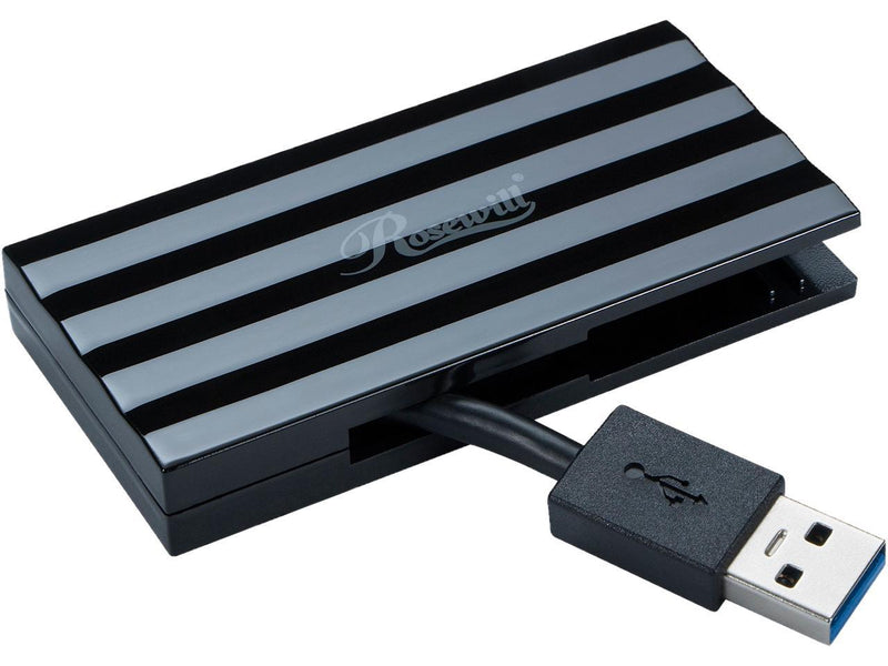 Rosewill 4-Port Slim USB 3.0 Mini Hub, with Built-in 2" Cable, Compatible with