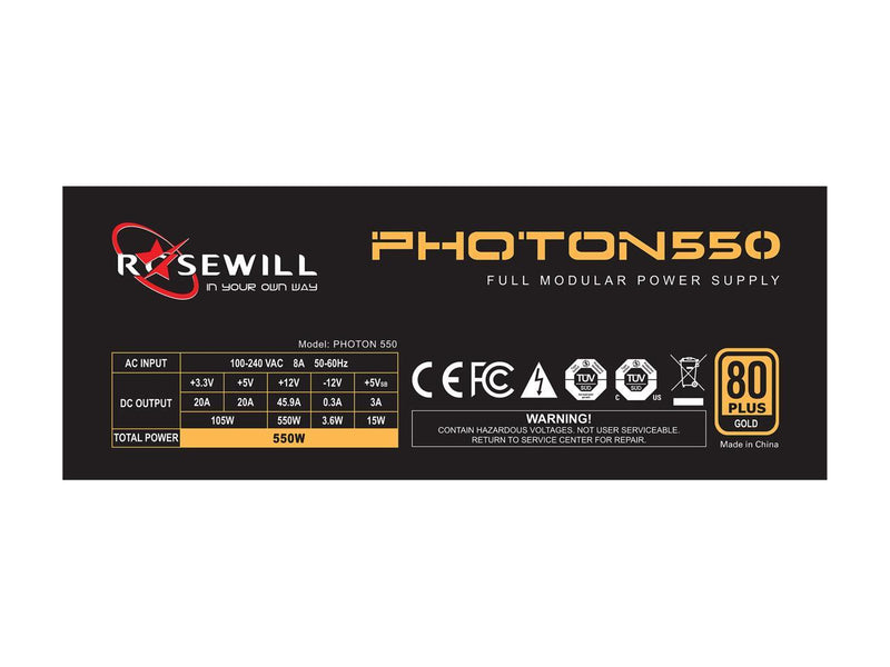 ROSEWILL Gaming 80 Plus Gold 550W Power Supply / PSU, PHOTON Series Full